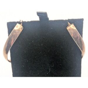 Gold Tone 925 STAMP Wide Hoop Earrings Womens Twist Curved Classic Style 5.16g